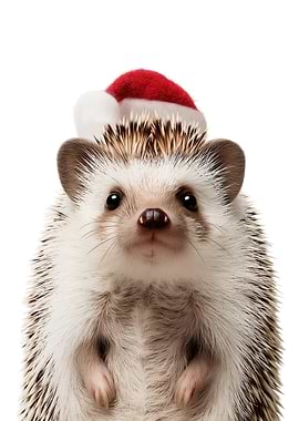 Christmas Hedgehog with Santa Hat