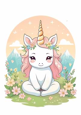 Cute Unicorn in a Meadow