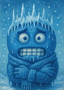 Frozen Blue Character with Icicles