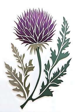 Purple Thistle Flower Illustration