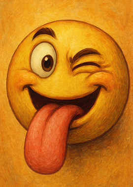 Winking Emoji with Tongue Out Painting