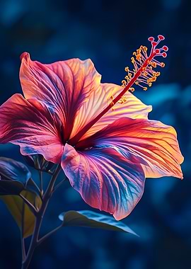 Colorful Hibiscus Flower Close-Up