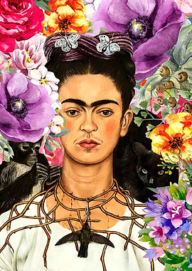 Frida Kahlo Portrait with Flowers