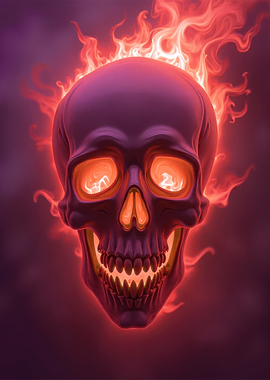 Flaming Skull Digital Art