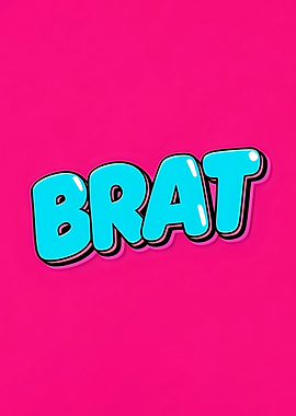 Brat Text Art on Pink Background