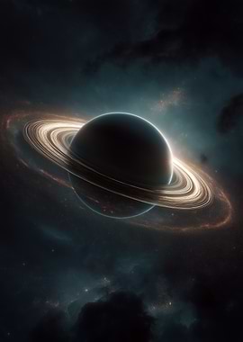 Saturn-like planet with glowing rings Space Lover