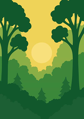Forest Sunset Illustration