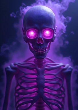 Glowing Purple Skull and Skeleton V3
