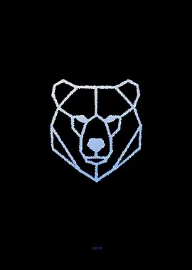 Geometric Bear Head on Black Background