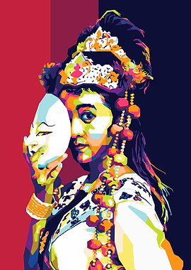 Balinese Dancer with Mask Pop Art