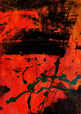 Abstract Red and Black Painting