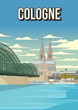 Cologne Pixel Art Travel Poster