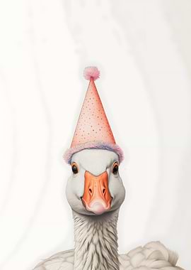 Goose with Party Hat Portrait