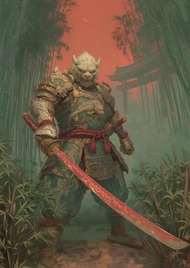 Monster Samurai Warrior in Bamboo Forest