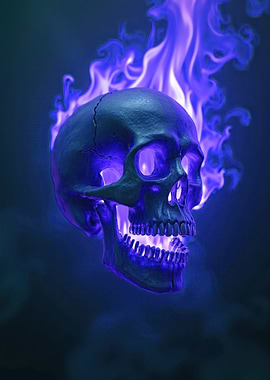 Skull with Blue Flames V7