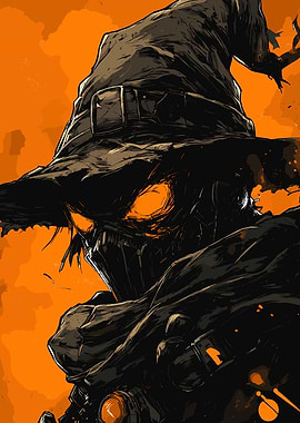 Dark Scarecrow with Glowing Eyes