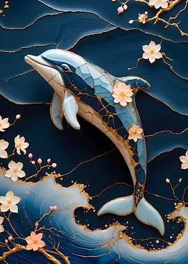 Dolphin Kintsugi Art