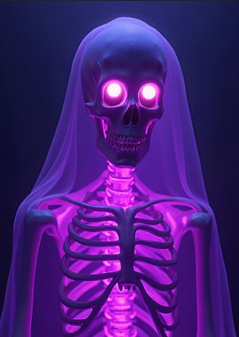 Glowing Purple Skeleton with Veil V8