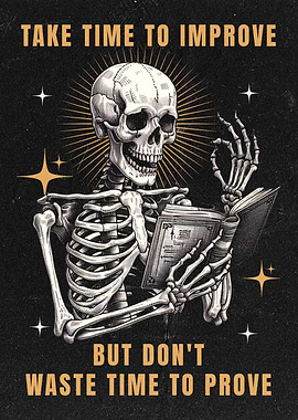 Take Time To Improve Skeleton Motivational Quotes Art