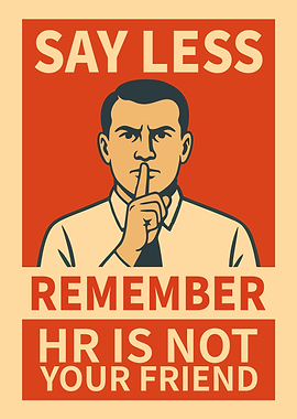 'Say Less: HR is Not Your Friend' Funny Work Vintage Poster Art Illustration Humor