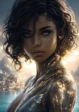 Golden Warrior Woman Portrait