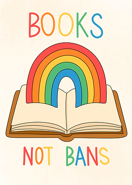 Books Not Bans Rainbow Illustration