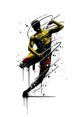 Dynamic Figure Art with Splatter Effect