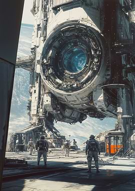 Astronauts at a Space Station