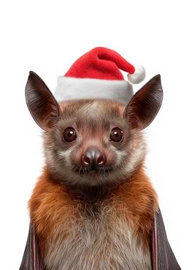 Christmas Bat with Santa Hat