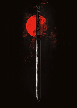 Katana Sword with Red Sun