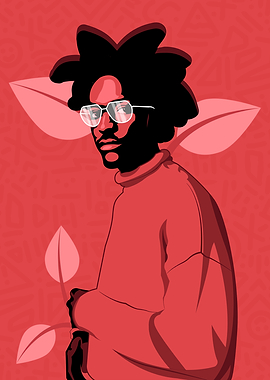 Pink Floral Silhouette of an African Man