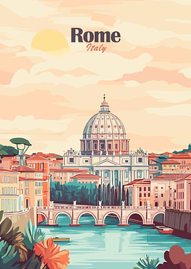 Rome Italy Travel Poster