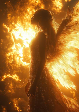 Golden Angel in Fiery Light