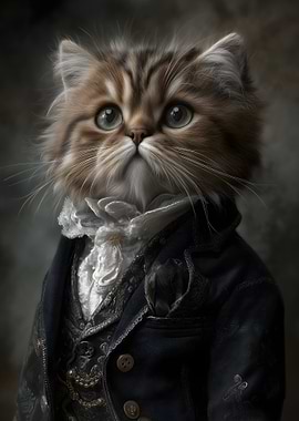 Cat in Formal Attire Portrait