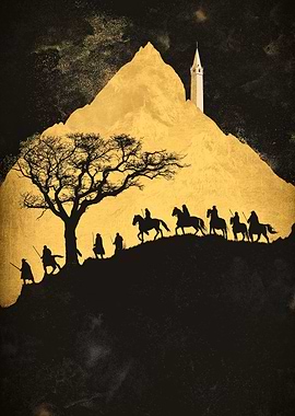 Silhouette Riders on a Hill