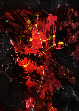 Abstract Red and Black Painting
