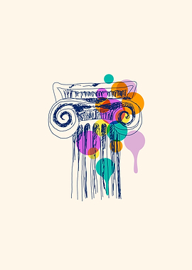 Colorful Ionic Column Sketch