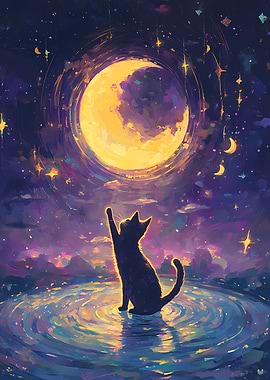 Cat Reaching for the Moon