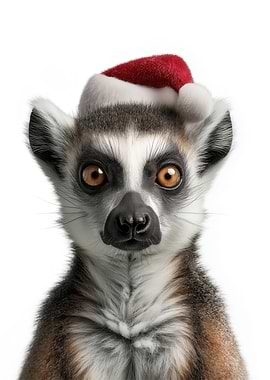 Christmas Lemur with Santa Hat