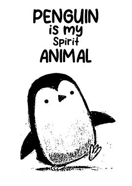Penguin Spirit Animal Black and White