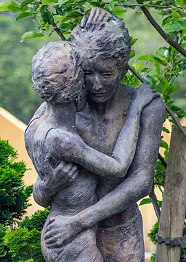 Bronze Sculpture of Embracing Couple