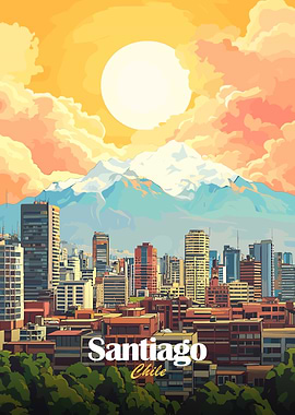 Santiago Chile Cityscape Illustration