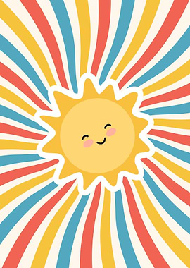 Cute Sun with Retro Rays