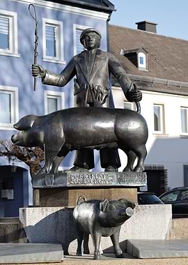 Pig Herder Statue in Oberkotzau, Germany