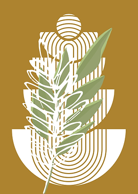 Abstract Botanical Art with Geometric Shapes