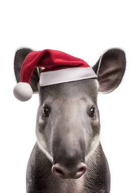 Christmas Tapir wearing a Santa hat