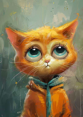 Cute Orange Cat with Big Eyes
