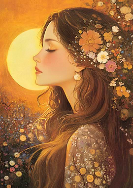 Floral Woman in Golden Light