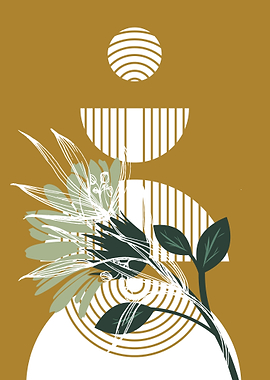 Abstract Floral Art with Geometric Shapes