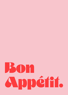 Bon Appetit Pink and Red - Minimalist Kitchen Wall Art